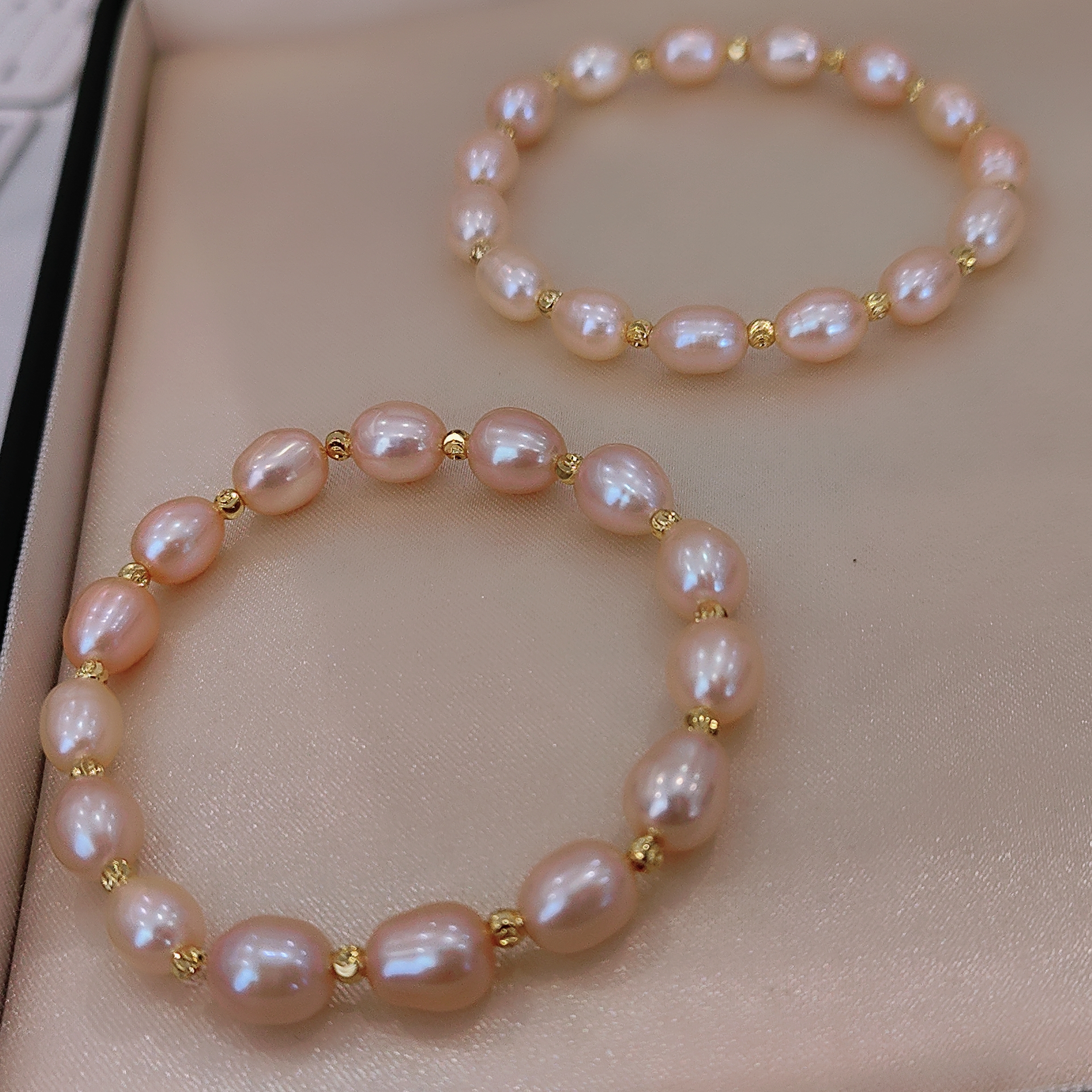 珍珠点位8-10mm 金桔色饱满水滴手链