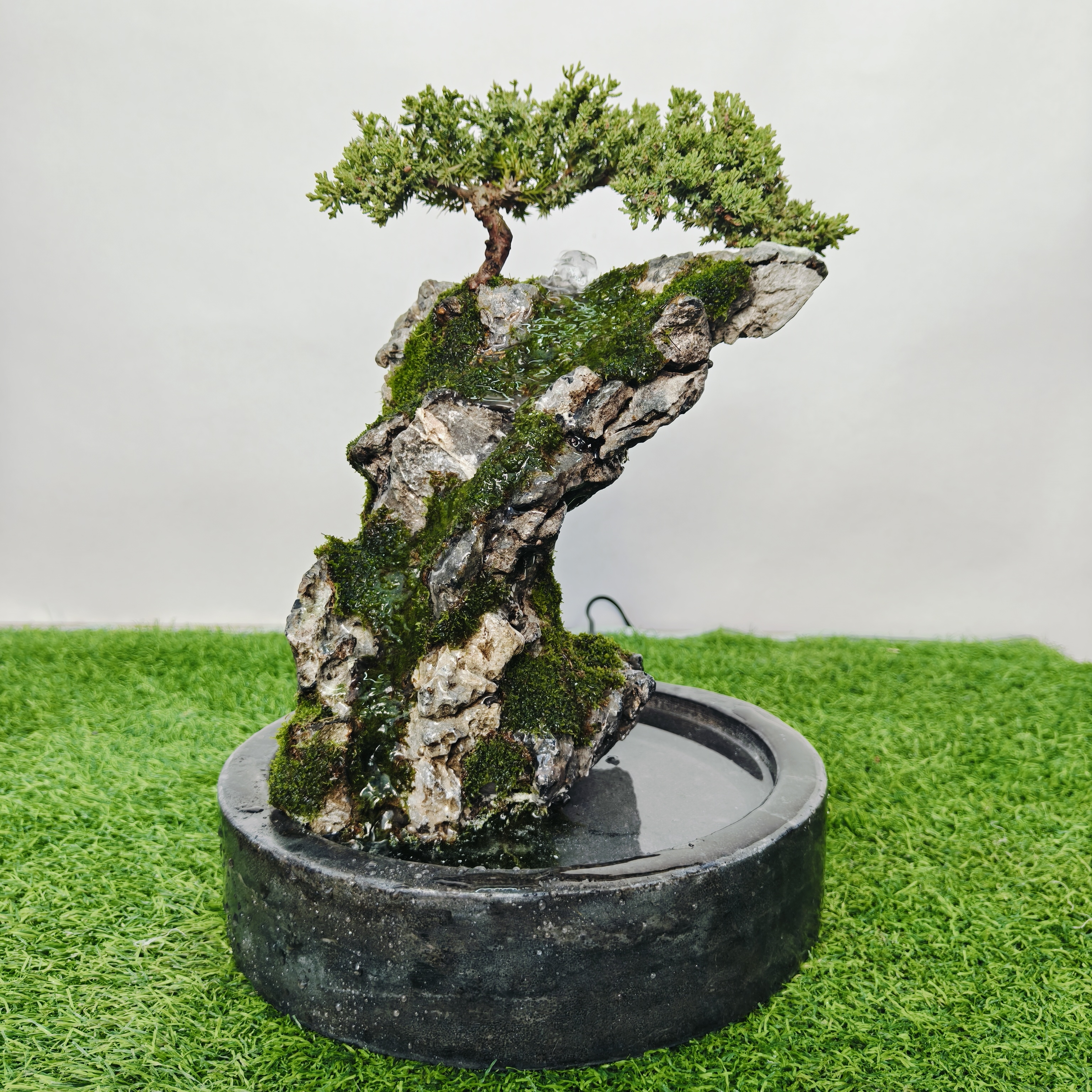 青龙石假山盆景，尺寸：直径25*35