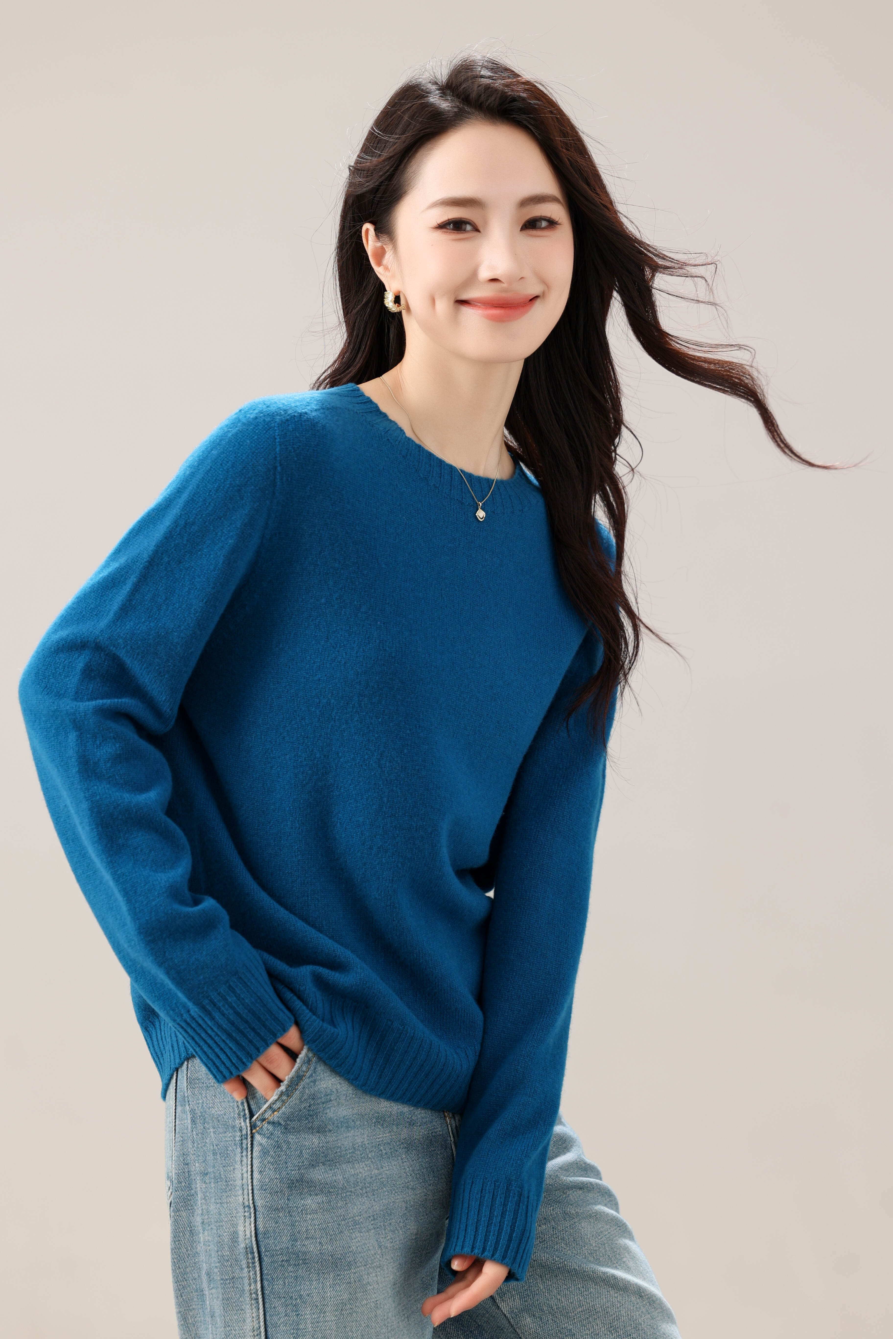 【100%美丽诺羊毛】Musley Queen一线成衣秋冬圆领纯羊毛衫YM08-702