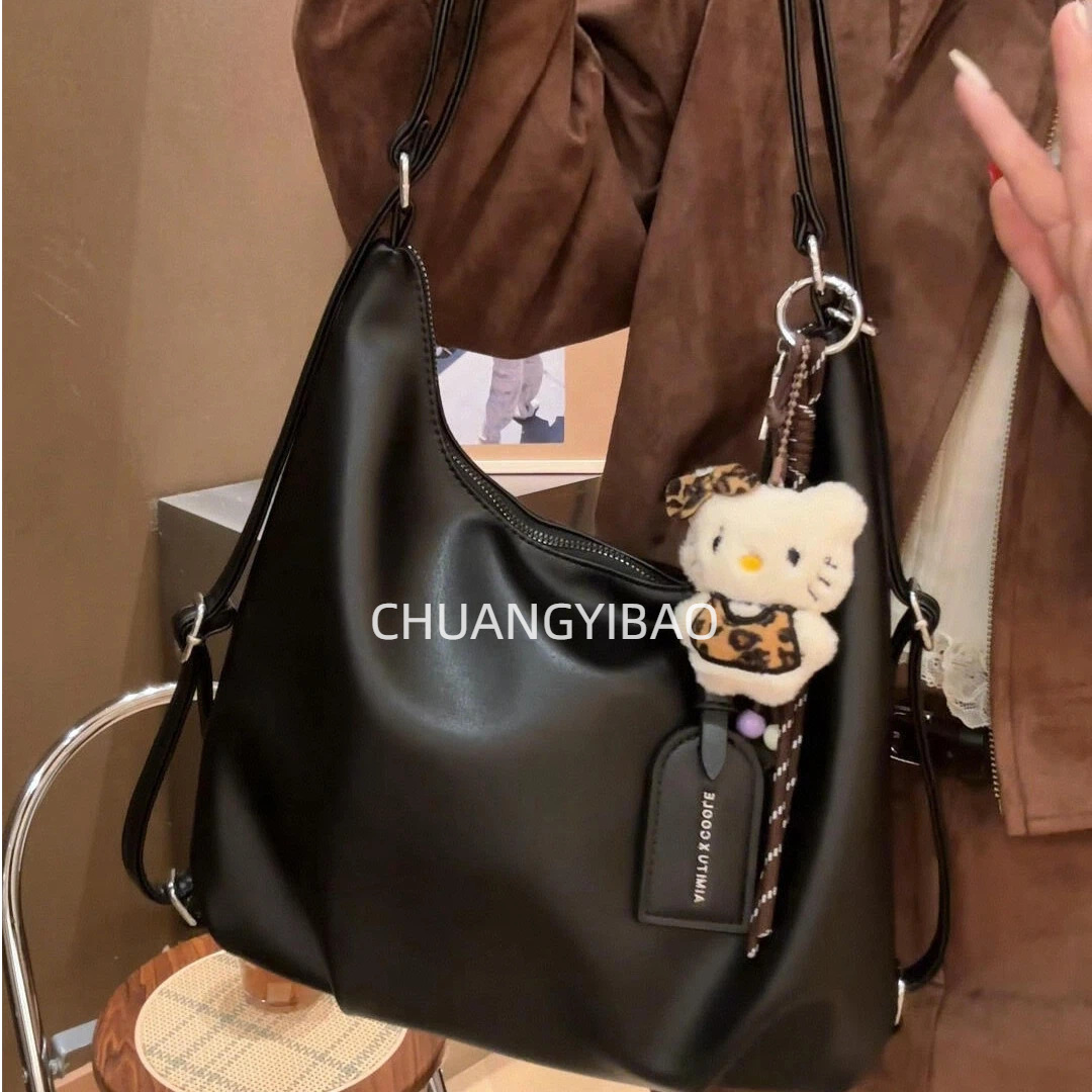 黑色慵懒风包包女式2025新款巨好看托特包大容量通勤单肩斜挎大包