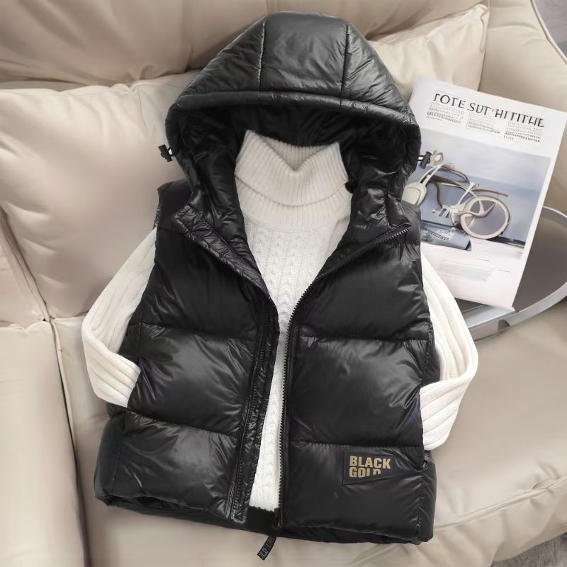 巴拉开门红新款儿童黑金羽绒马甲连帽秋冬男女童中大秋冬穿搭女童