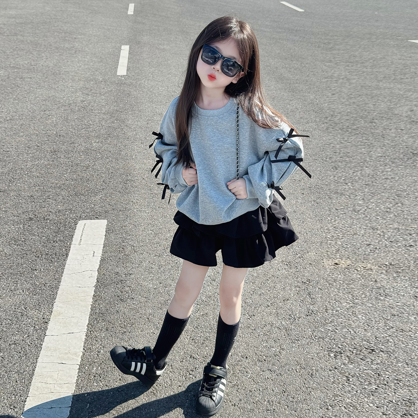 女童卫衣秋冬2025新款儿童韩系穿搭衣服女孩加绒大童洋气花边上衣