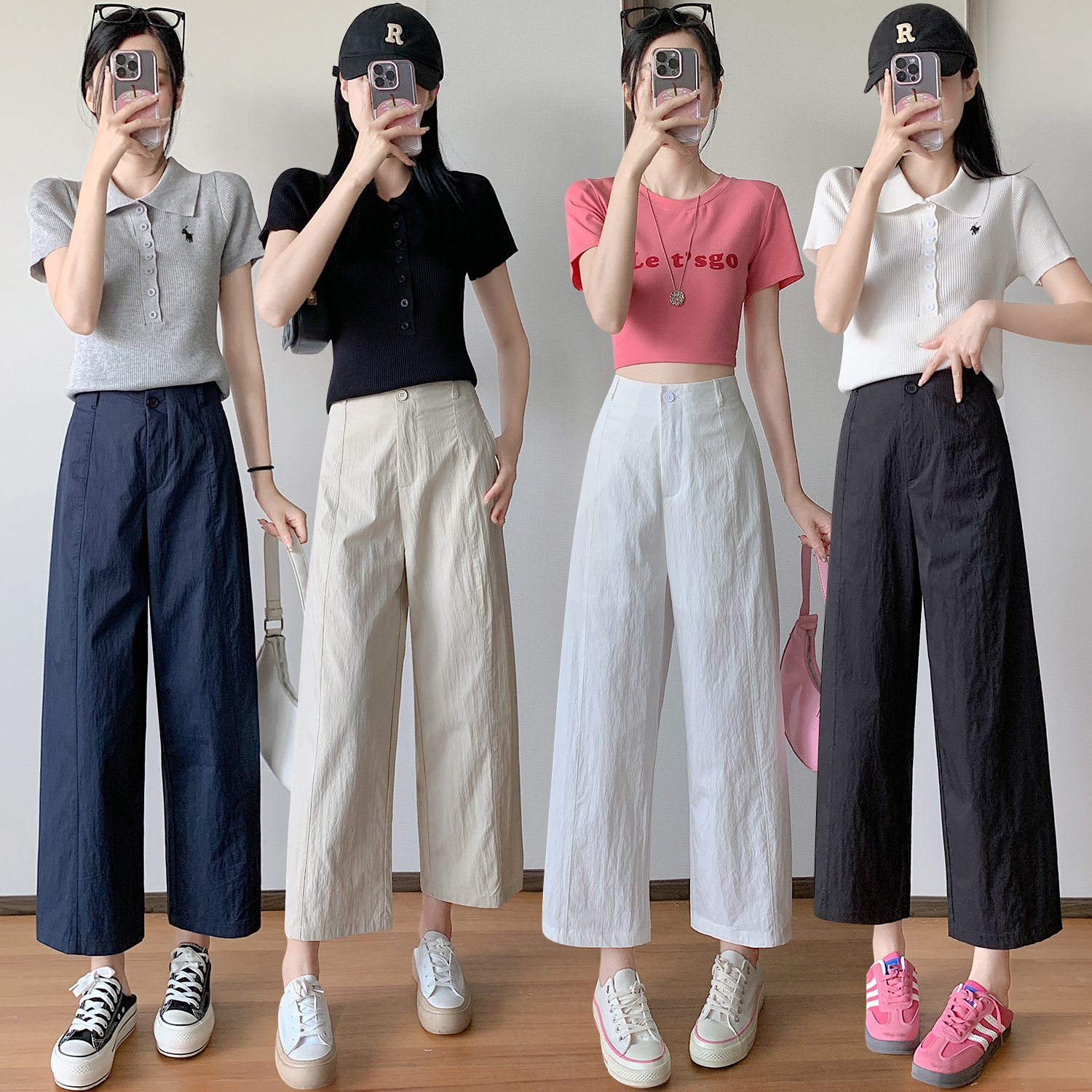 [海盐纸片裤 ]梨形小个子2025夏季新款多巴胺轻薄日系九分休闲裤