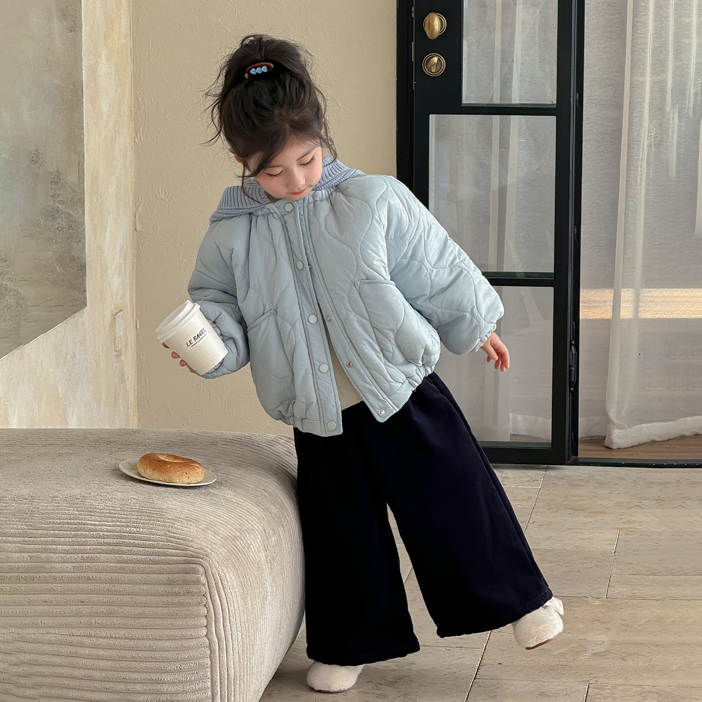 女童冬装外套2025新款洋气女孩宝宝冬季夹棉棉服儿童秋冬款面包服