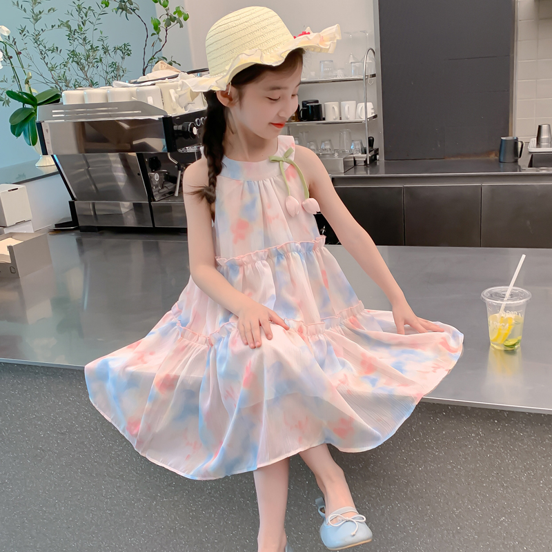女童夏装连衣裙2025新款儿童洋气韩版女孩夏季裙子碎花背心公主裙