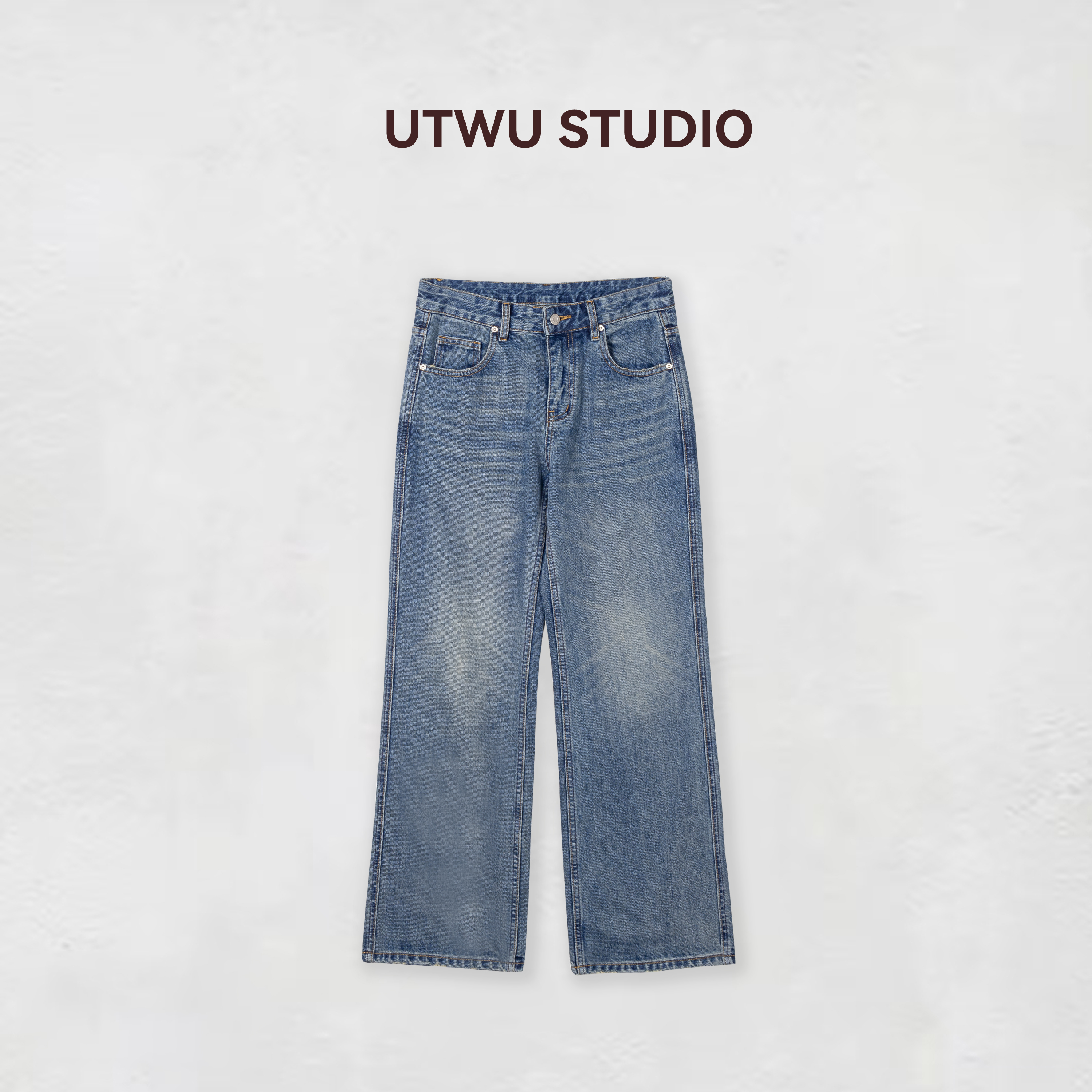 UTWU小敏「BV牛仔」1oo高密棉百搭做旧经典微A水洗牛仔裤UTAN1022
