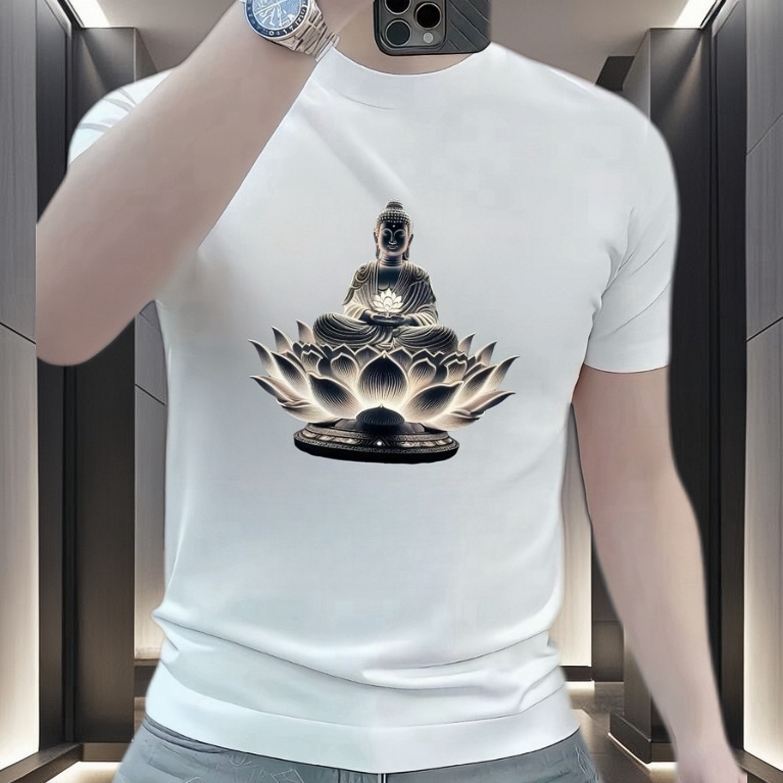 2025夏季新款时尚潮流运动休闲男士百搭修身圆领短袖高品质T恤衫