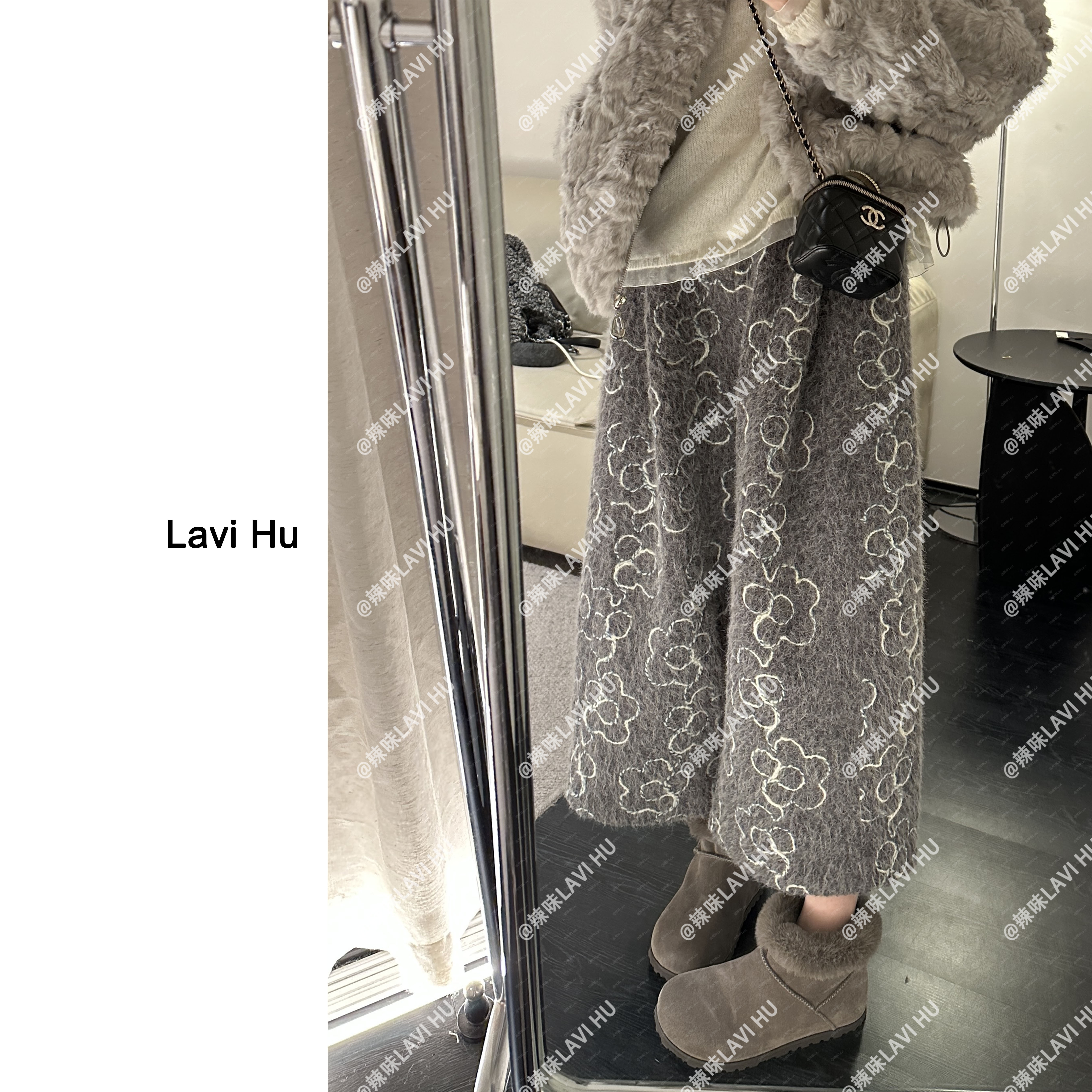 LAVI HU【柏林印记】韩版提花刺绣八分裤LW1595-1