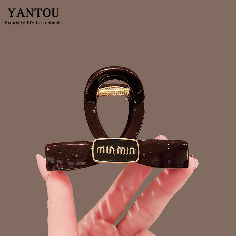 韩系蝴蝶结抓夹女秋冬高级感鲨鱼夹发夹后脑勺发量少2024新款头饰