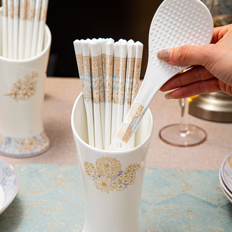 正宗景德镇陶瓷筷子10双家用骨瓷高档家庭专用防霉景德镇骨瓷筷子