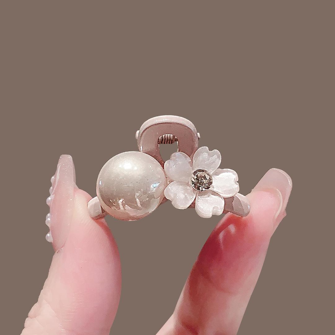 精致百搭花朵珍珠小抓夹气质时尚碎发夹子小号发卡前额刘海夹顶夹