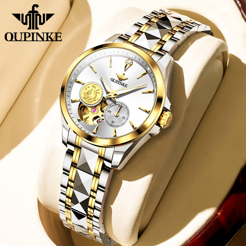 瑞士欧品客奢华时尚女士手表机械表全自动防水气质真金钻凤凰女表