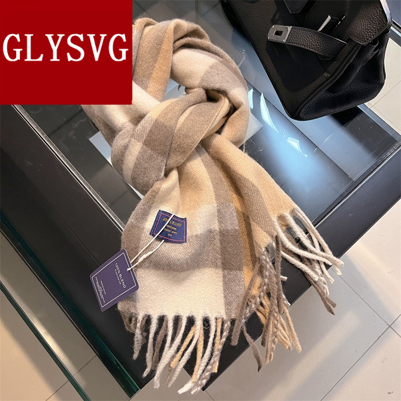 2025新款气质仿羊绒格子围巾女冬季短款情侣披肩学生针织保暖围脖