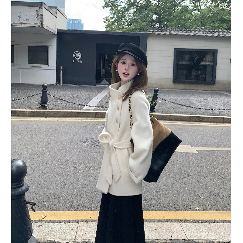 FUGUI RICH【白月光】小个子秋冬新款百搭显瘦绵羊毛法式双面呢外套