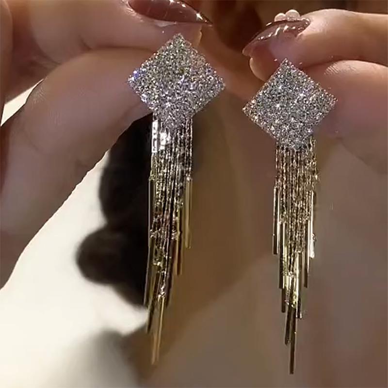 925银耳饰 防过敏精致新款大气流苏小众耳环高级感轻奢满天星耳坠