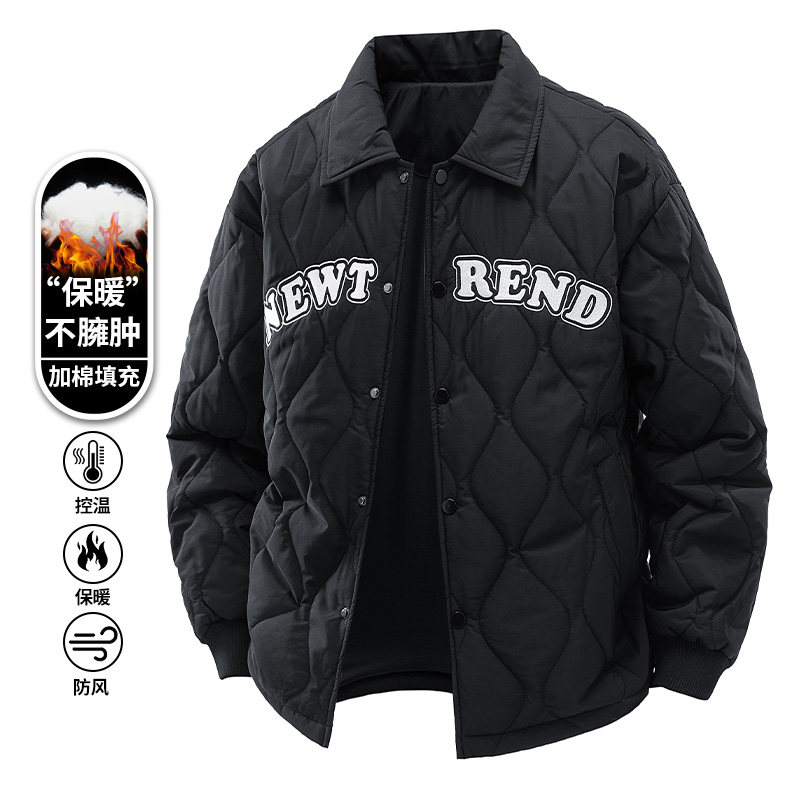 玛斯柏棉服外套男士冬季翻领潮流休闲美式加厚款防风保暖宽松棉衣