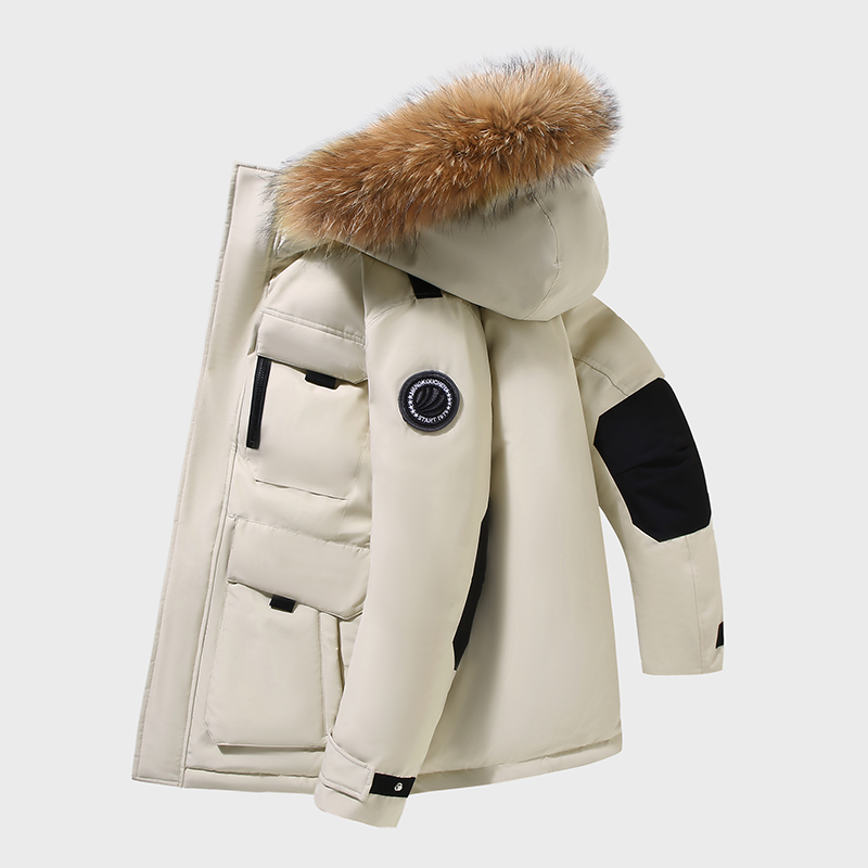 蒙口平加厚羽绒服男2025冬季新款情侣户外极寒保暖毛领鹅绒服外套