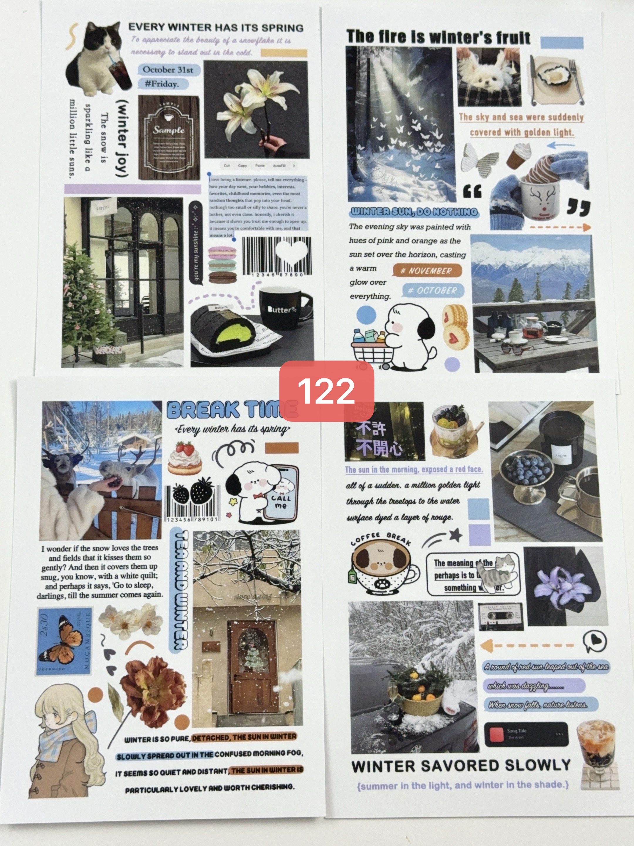 【ins风/镂空款咕卡】水彩色贴纸ins风女孩可爱小动物猫咪 小狗拼贴