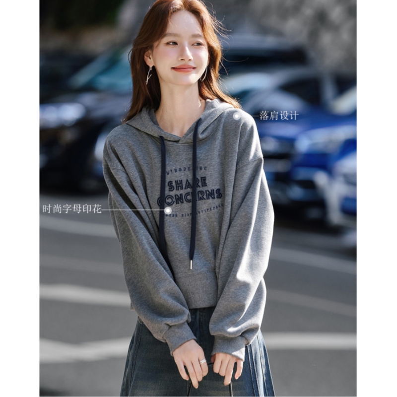 时尚韩版连帽卫衣女春秋季2025新款长袖百搭休闲上衣宽松显瘦潮酷