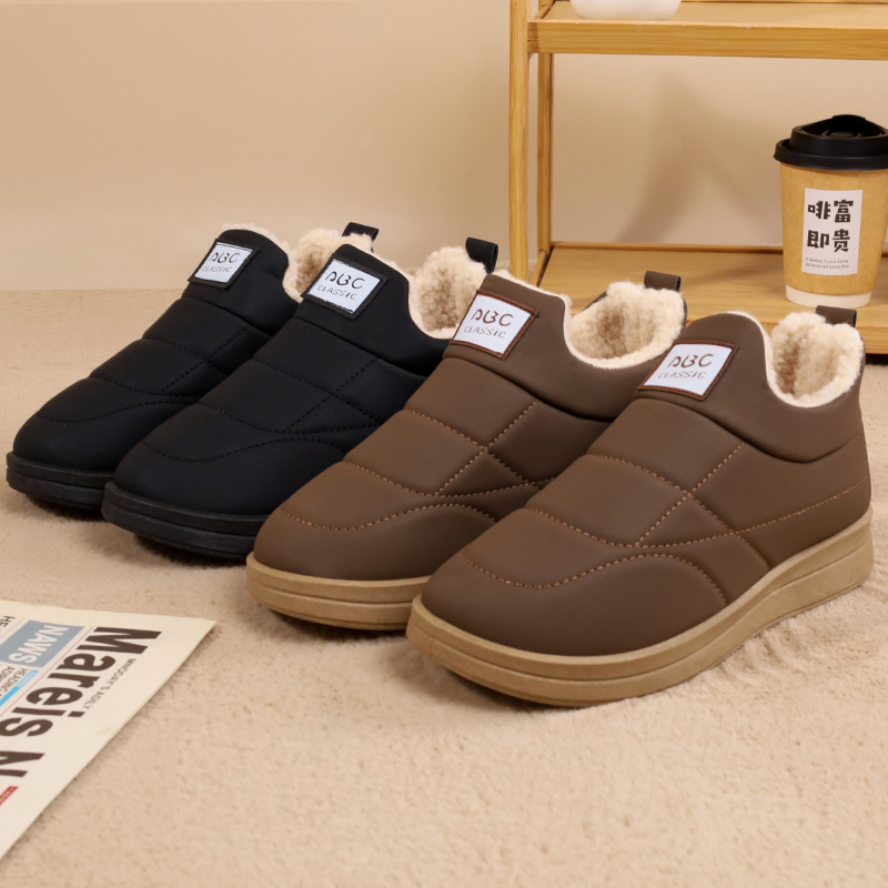 冬季加绒加厚防寒女士棉鞋懒人一脚蹬保暖厚底中老年妈妈鞋