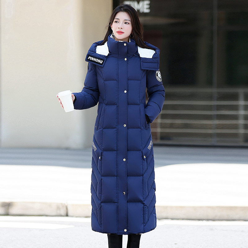 2025新款正品羽绒服女长款过膝修身收腰加厚加长95白鸭绒防寒外套