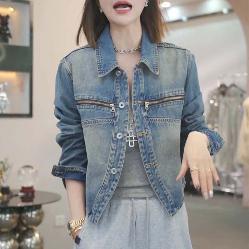 短款牛仔外套衬衫女2025秋季新款韩版宽松设计感夹克气质上衣衬衣