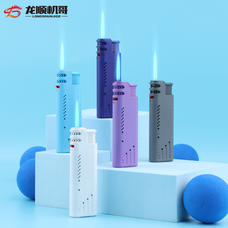 可充气蓝焰直冲防风打火机耐用大容量金属套壳家用个性潮流打火机