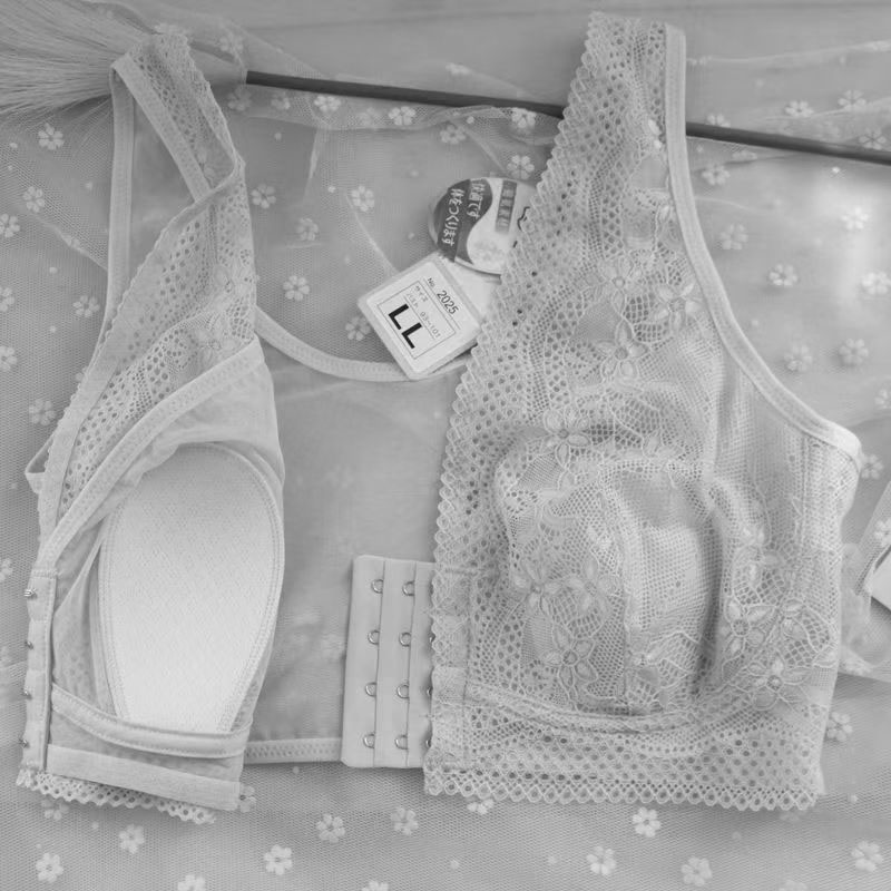 兔耳杯大码薄款舒适无钢圈前扣胖MM纯色文胸