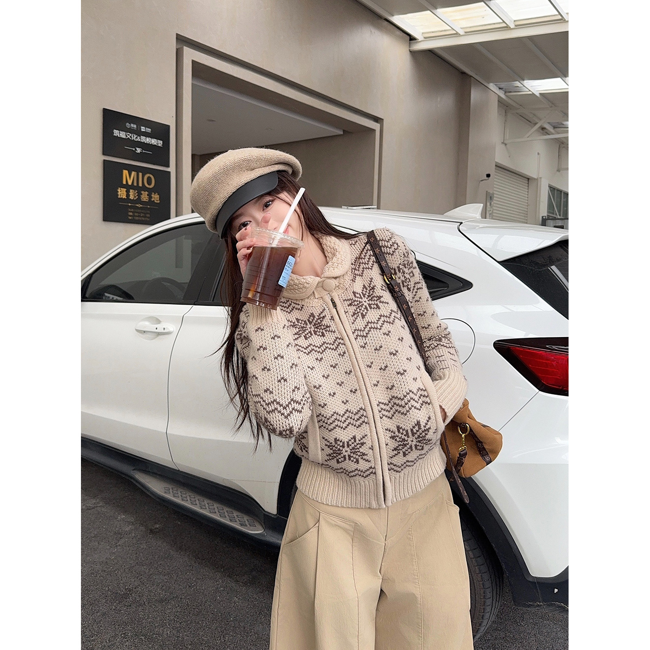 溪溪靓衫~费尔岛日记 斯拉夫风费尔岛提花圣诞复古针织开衫上衣