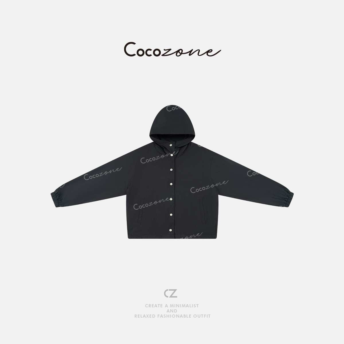 COCO ZONE 刘一一 春季户外连帽纯色休闲单排扣外套CD1A0299