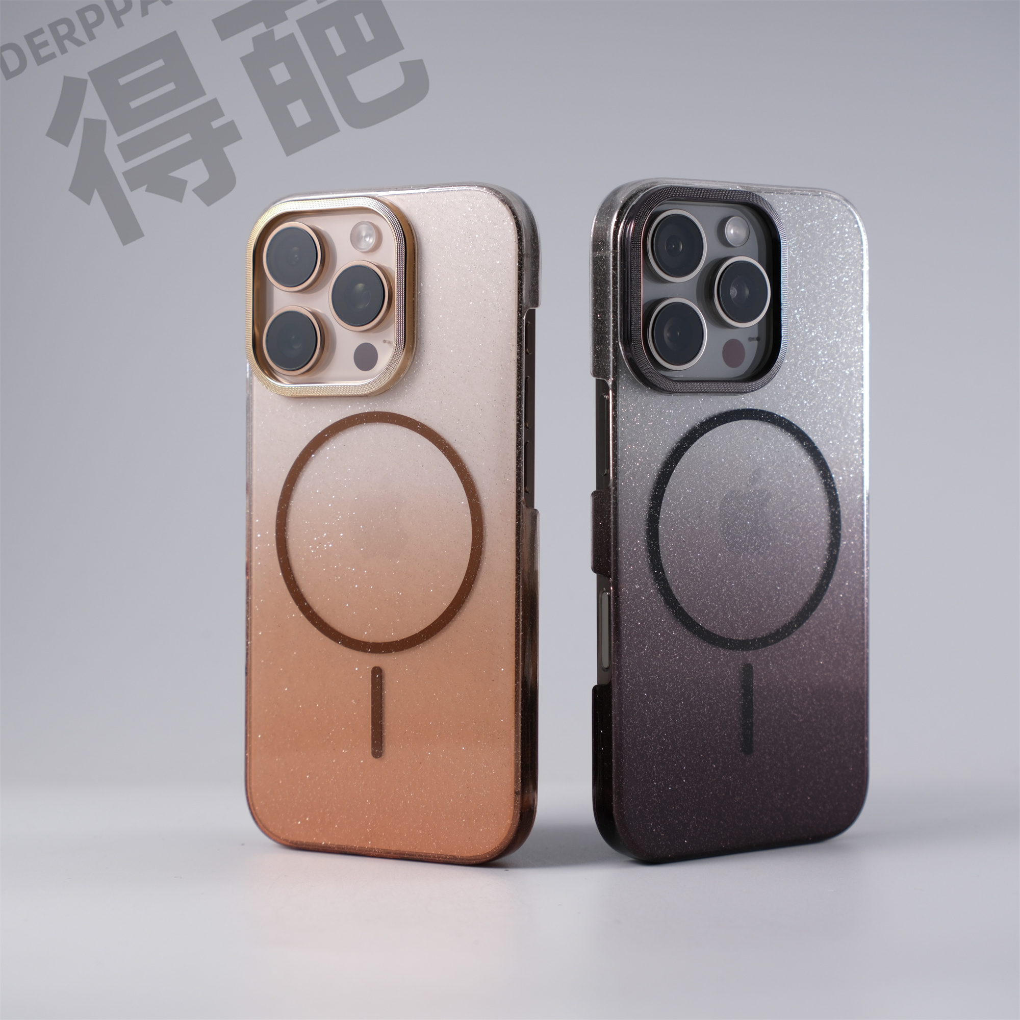 得葩渐变闪粉透明苹果16promax磁吸手机壳iphone15轻薄高颜14/13