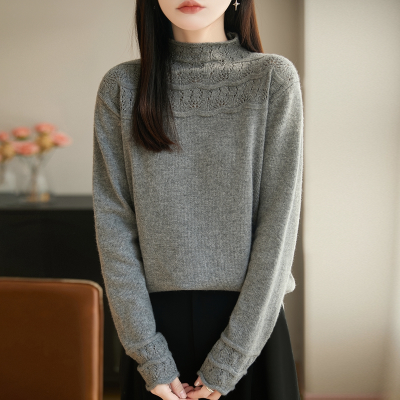 新款秋冬季哥弟阿玛施正品羊毛法式宽松套头偏厚款针织羊毛打底衫