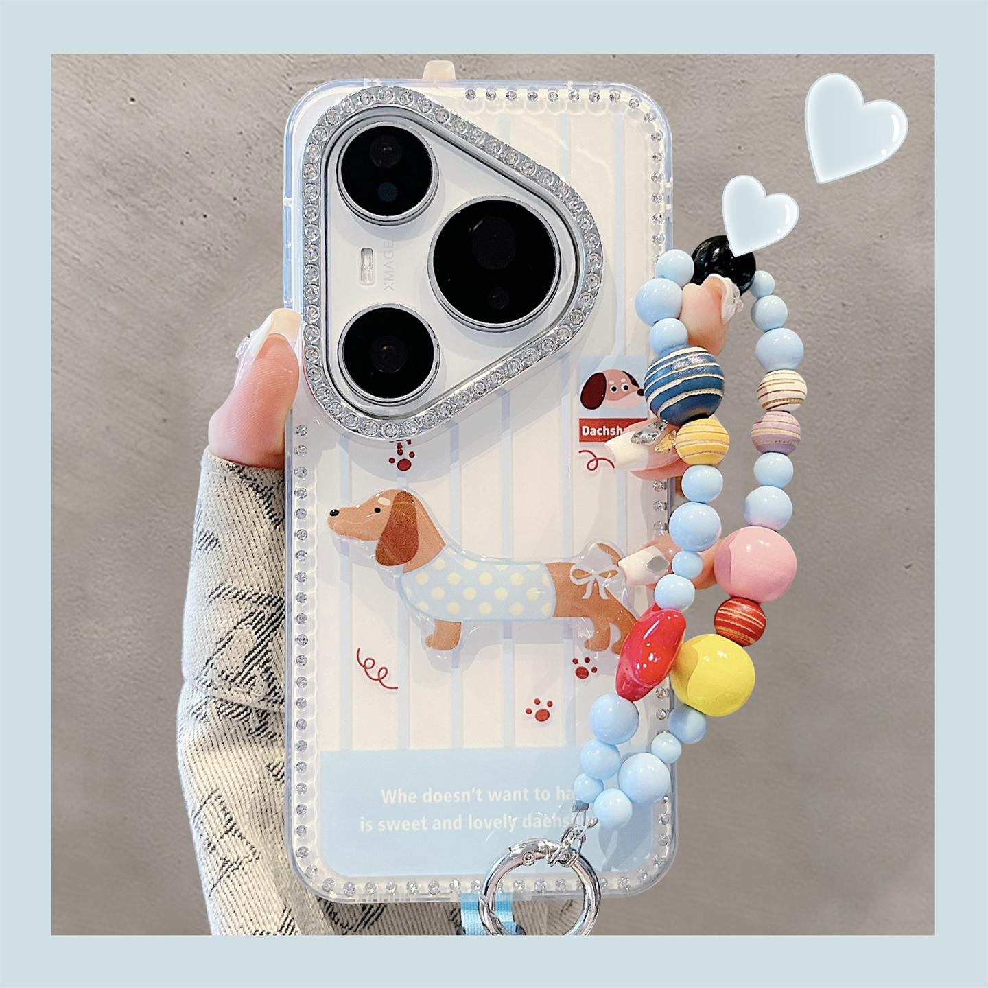 适用华为pura80Pro手机壳ins风条纹卡通立体腊肠狗mate70pro全包