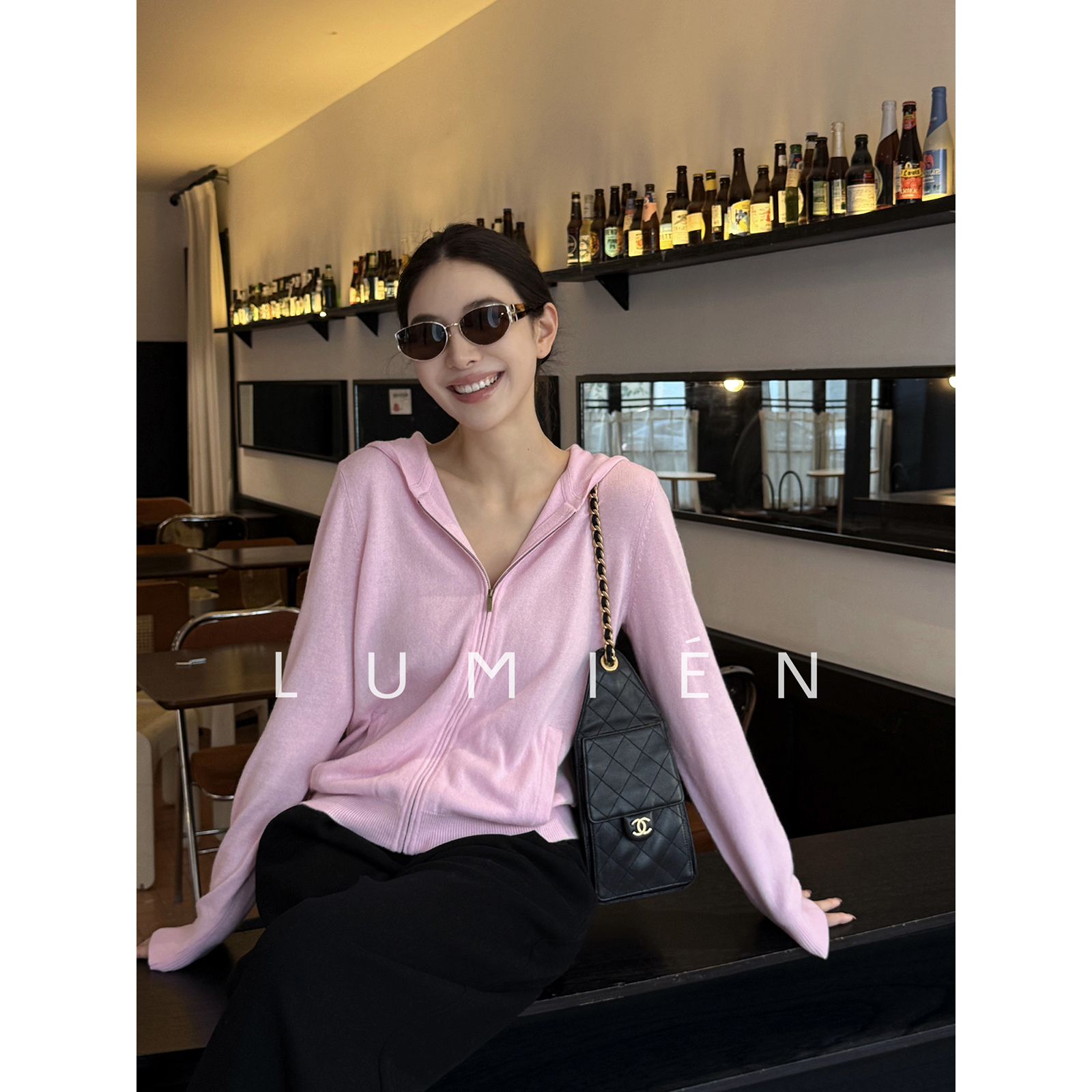 【LUMIEN 新品】“悠闲时光”亲肤羊绒混纺时尚休闲连帽衫LX5HSS131