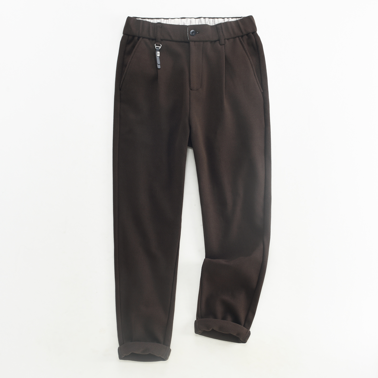 BQDK加绒针织毛呢休闲长裤男款冬季保暖通勤裤子男宽松锥形直筒裤