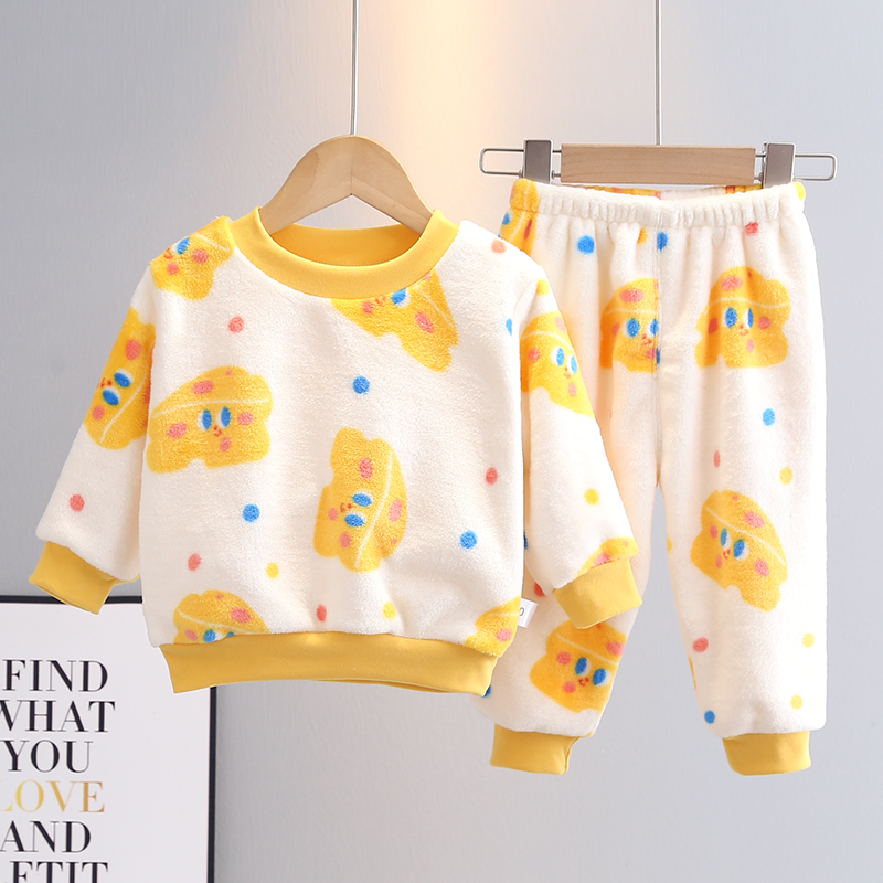 宝宝睡衣法兰绒套装儿童睡衣秋冬款2025爆款珊瑚绒保暖分体家居服