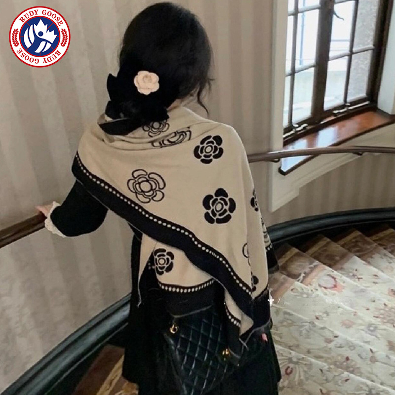 RUDY GOOSE韩版气质披肩小香风秋冬加厚保暖仿羊绒正反两用围巾女