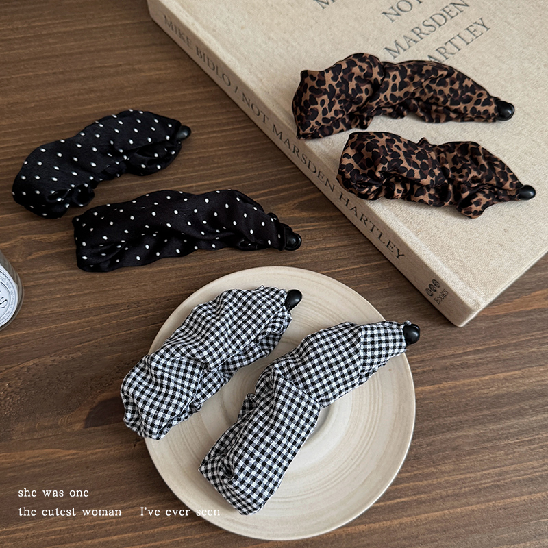 复古豹纹波点褶皱香蕉夹竖夹女高级感2025新款后脑勺半扎发夹头饰