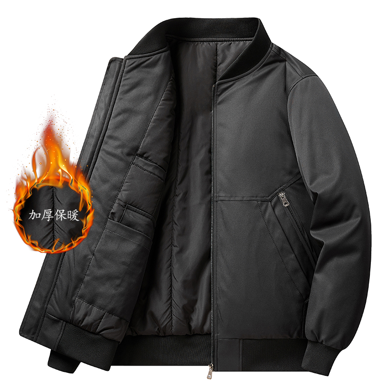 秋冬男士宽松加厚保暖外套二棉常规棒球领美式休闲夹克冬季袄子