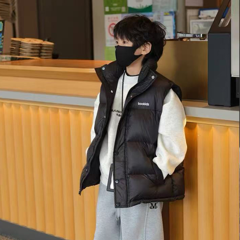 儿童立领马甲男女童保暖背心外穿中大童秋冬韩版潮加厚外套亲子装