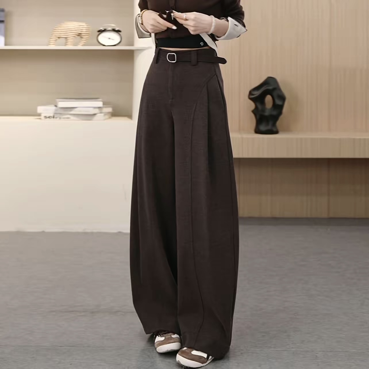 【冬厚款羊毛贝斯裤】新款加厚阔腿裤 亲肤醋酸羊毛面料 时尚经典