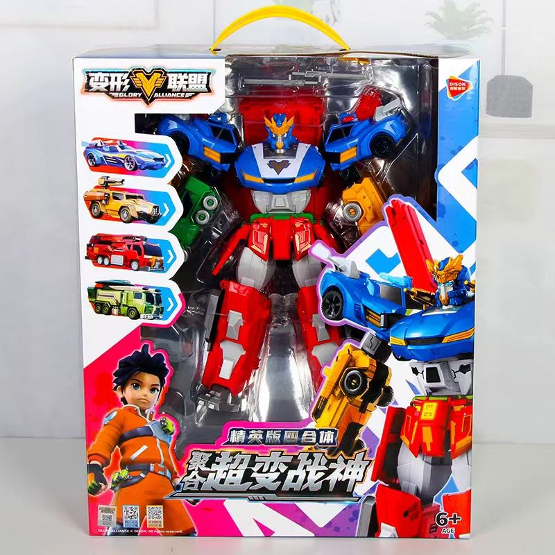 变形联盟四合体聚合超变战神变形机甲机器人6-12岁男孩益智玩具