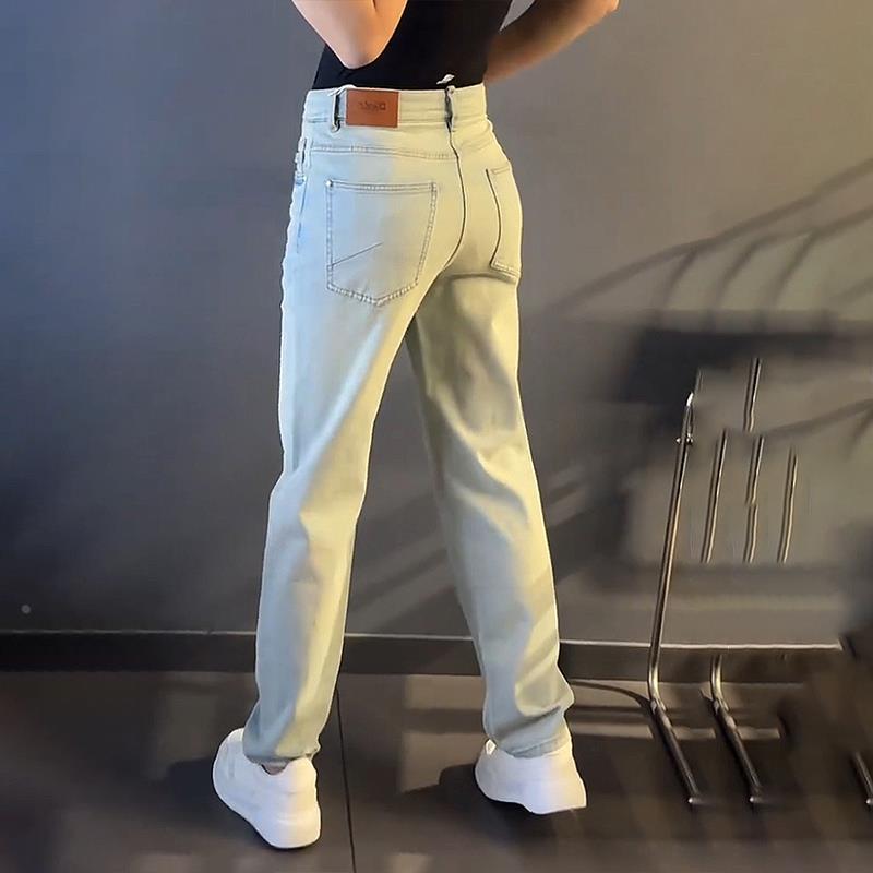 轻奢男装大码潮牌男士蓝色复古显瘦痞帅牛仔裤直筒休闲裤春秋新款