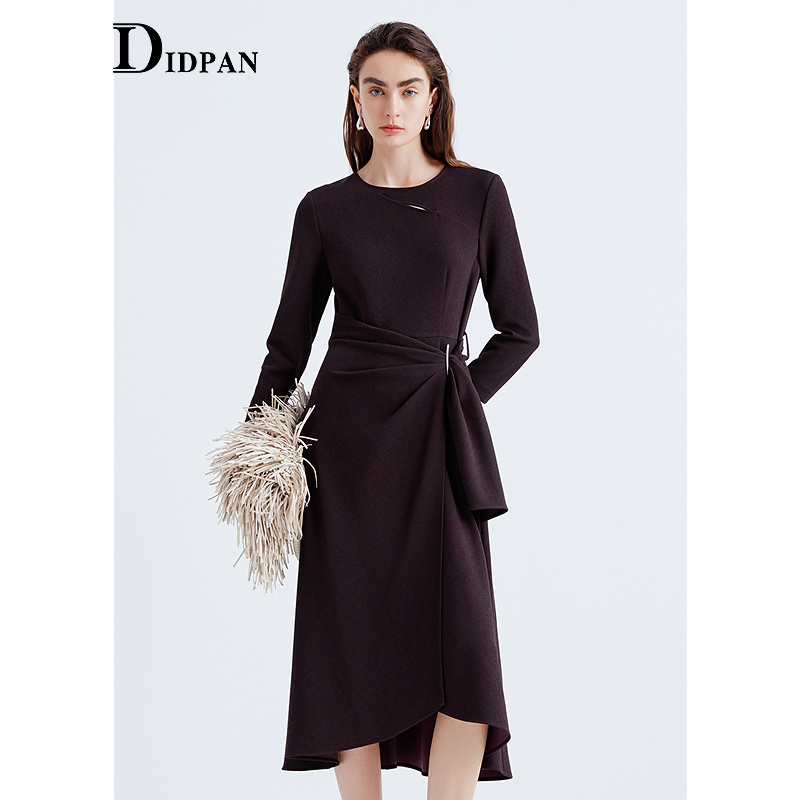 IDPAN显瘦气质长袖针织时尚修身优雅秋季连衣裙D3F3L94168
