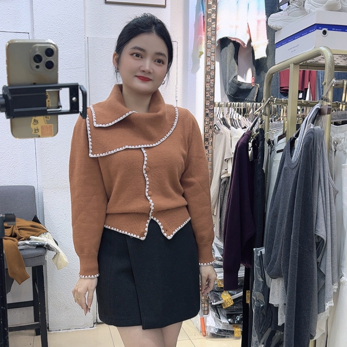 洋气围巾领设计 小特色款毛衣