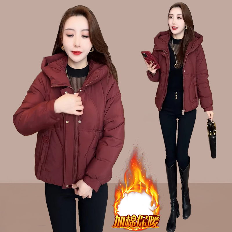 加厚保暖连帽气质棉服女2025年冬季新款韩版小个子休闲百搭棉袄潮