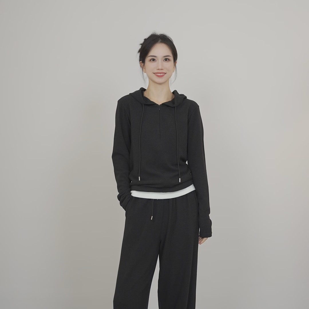 小禾【糯米套装】德国拜耳德绒3.0假两件卫衣软糯阔腿裤休闲套装