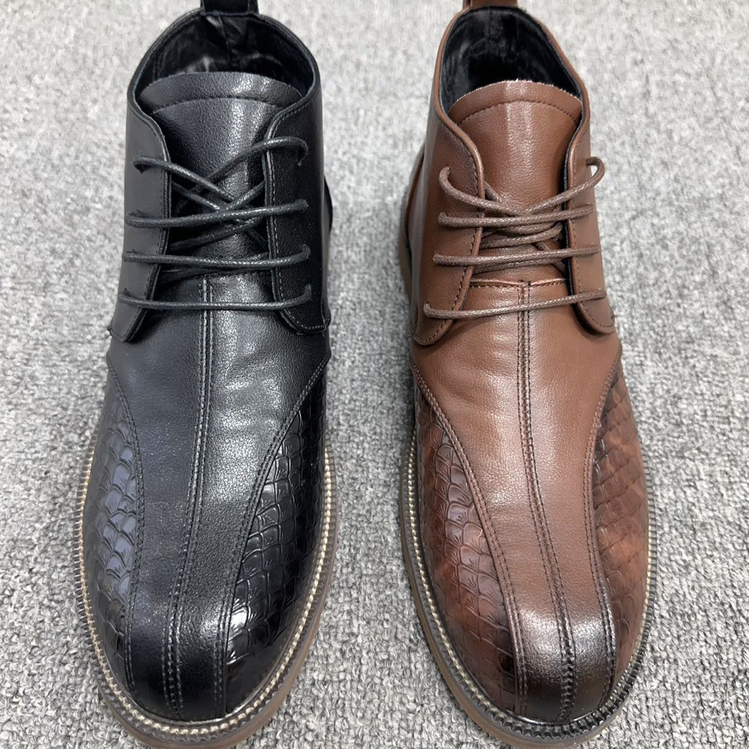 【Aysa男装】9108英伦男靴商务男士马丁靴系带软底尖头正装鞋子中帮