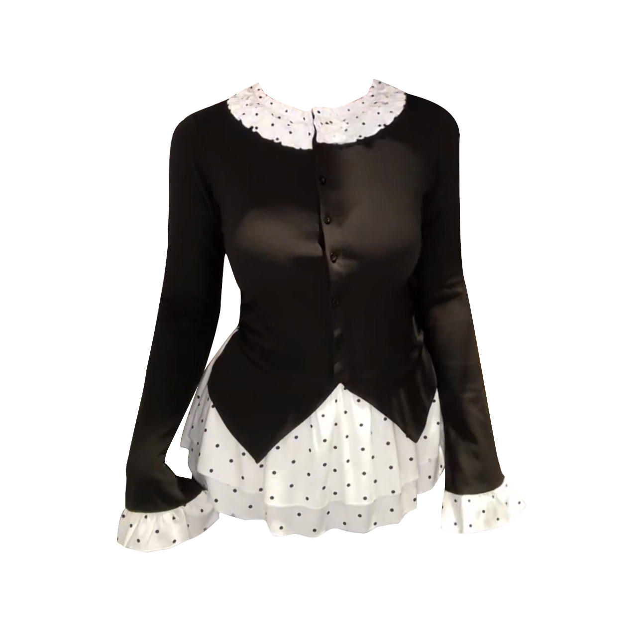 微胖mm韩系千金小香风女加绒设计感波点辣妹针织上衣miu系两件套