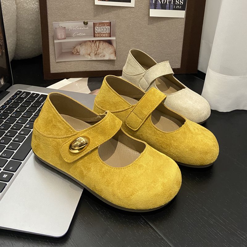 2025秋季勃肯鞋女浅口玛丽珍新款增高百搭平底休闲小金豆包跟单鞋